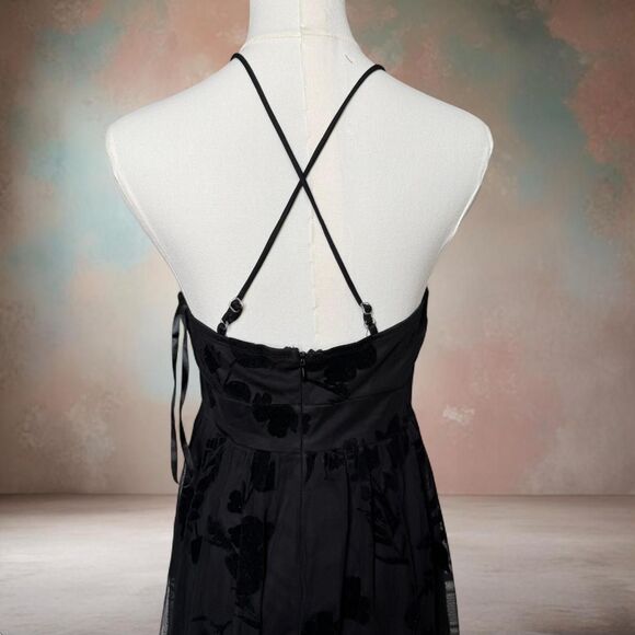 Sweet Storm Women's Velvet Burnout Gown Medium Black Whimsigoth FairyGoth Mesh - Picture 3 of 8